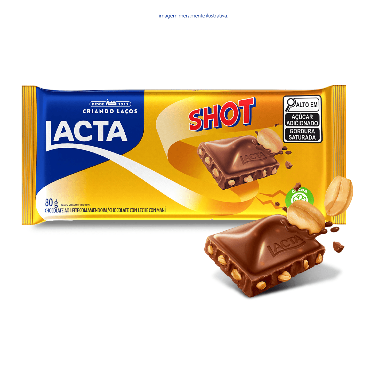 Chocolate Ao Leite Com Amendoim Lacta Shot 80g