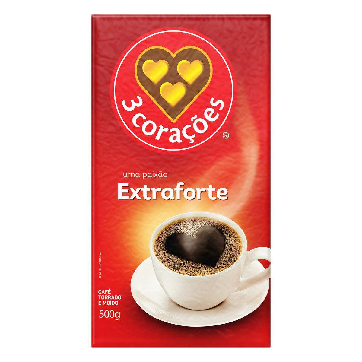 Café em pó 3 Corações Extraforte Vácuo 500g