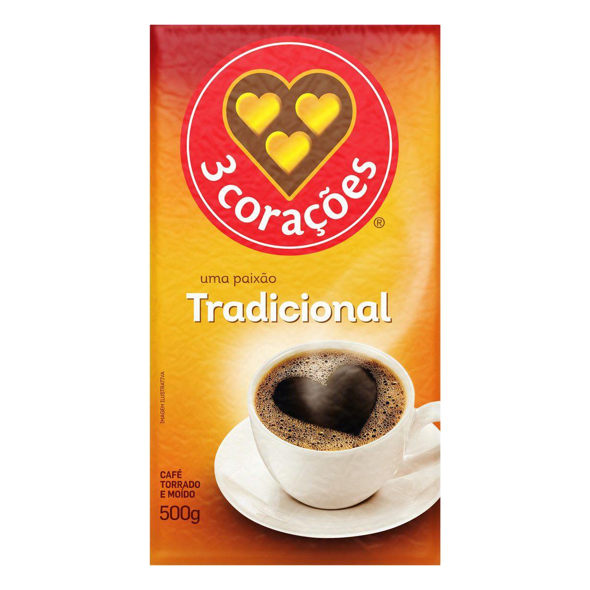 Café Em Pó 3 Corações Tradicional Vácuo 500g