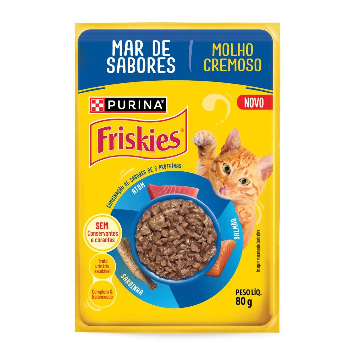Ração Úmida Para Gatos Adultos Friskies Mar De Sabores 80g