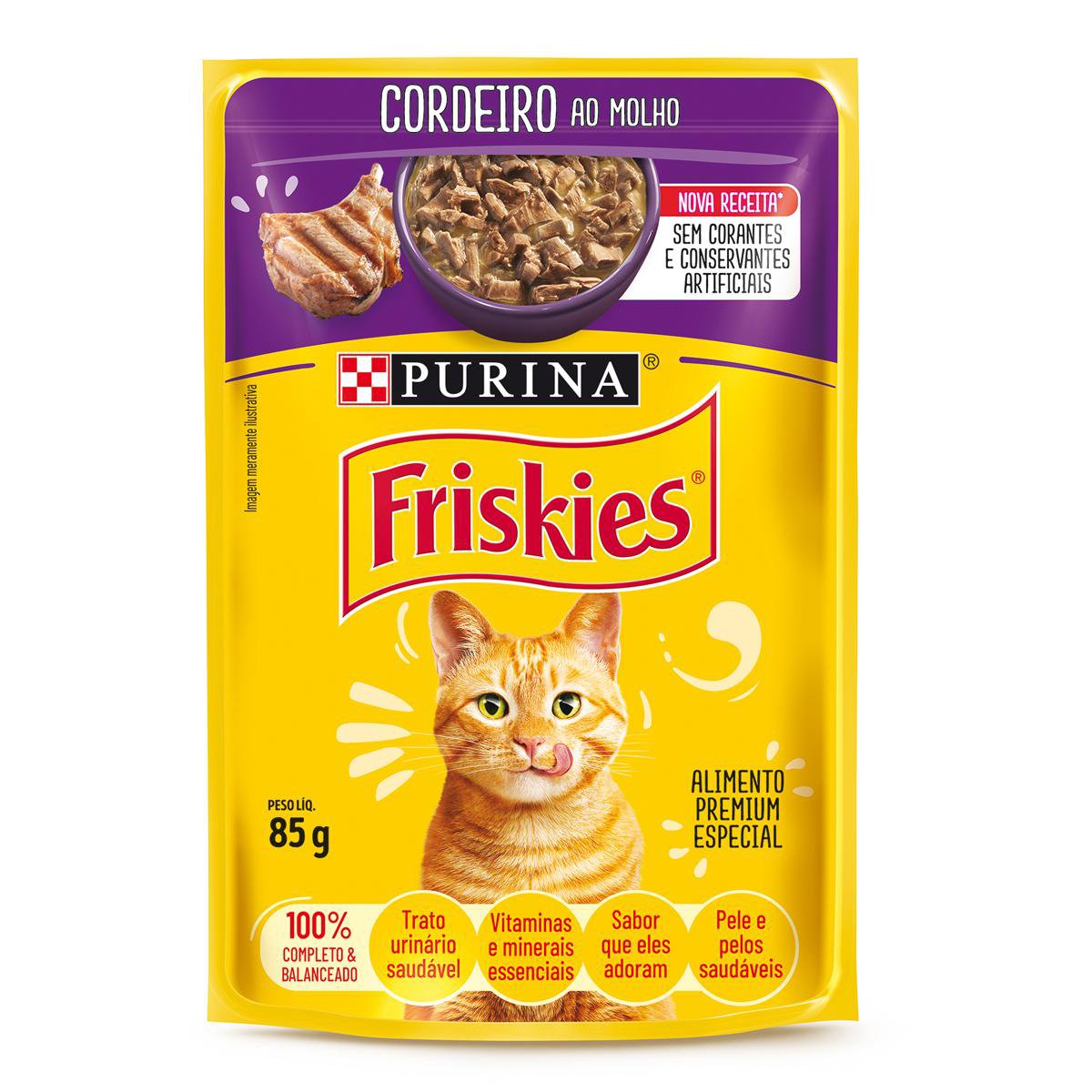 Ração Úmida Para Gatos Adultos Friskies Cordeiro Ao Molho 85g